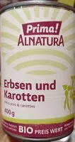 Mängden socker i Erbsen und Karotten