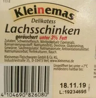 Mängden socker i Lachsschinken