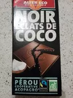 Mängden socker i Chocolat noir éclats de coco