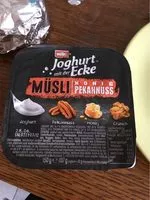 Mängden socker i Joghurt mit der Ecke Müsli Honig Pekannuss