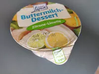 Mängden socker i Buttermilch-Dessert Zitrone-Limette