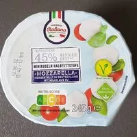 Mängden socker i Mozzarella Halbfettstufe