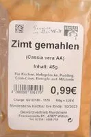 Mängden socker i Gewürzkontor Zimt gemahlen