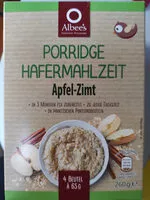Mängden socker i Porridge Hafermahlzeit Apfel-Zimt