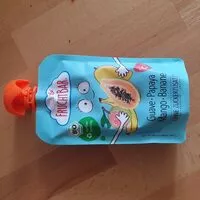 Mängden socker i Guave Papaya Mango Banane Quetschi