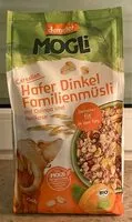 Mängden socker i Mogli Hafer Dinkel Familienmüsli mit Quinoa und Aprikose