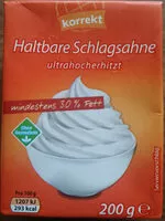 Mängden socker i Haltbare Schlagsahne ultrahocherhizt