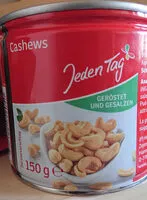 Mängden socker i Cashews geröstet und gesalzen