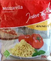 Mängden socker i geriebener Käse Mozerella