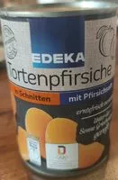 Mängden socker i Tortenpfirsiche in Schnitten mit Pfirsichsaft