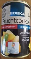 Mängden socker i Obst Fruchtcocktail aus 5 Früchten in Birnen- und Pfirsichsaft