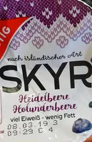 Mängden socker i skyr Heidelbeere Holunderbeere