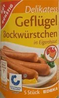 Mängden socker i Geflügel Bockwürstchen