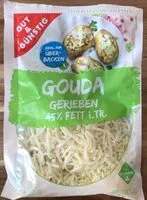 Mängden socker i Käse-Gouda Gerieben 45%Fett i. TR.