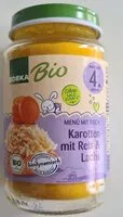 Mängden socker i Menü mit Fisch Karotten mit Reis und Lachs