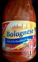 Mängden socker i Bolognese mit 21% Rindfleisch
