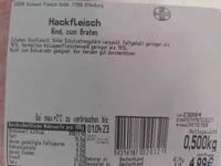 Mängden socker i Hackfleisch, Rind