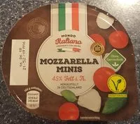 Mängden socker i Mondo Italiano Mozzarella Minis 45% Fett