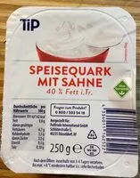 Mängden socker i Speisequark mit Sahne