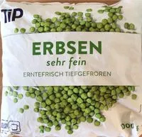 Mängden socker i Erbsen - sehr fein - tiefgefrohren