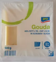 Mängden socker i Gouda, 48% Fett i.Tr., in Scheiben