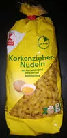 Mängden socker i Nudeln Korkenzieher aus Hartweizengrieß mit Eiern aus Bodenhaltung
