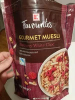 Mängden socker i Gourmet Mousli raspberry white choc