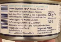 Mängden socker i Tunfisch Filets im eigener Saft