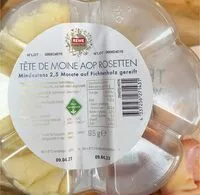 Mängden socker i Käse Tete De Moine AOP