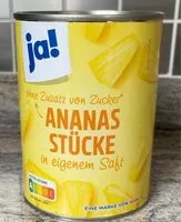 Mängden socker i Ananas Stücke in eigenem Saft