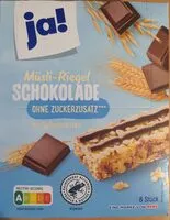 Mängden socker i Müsli-Riegel Schokolade ohne Zuckerzusatz