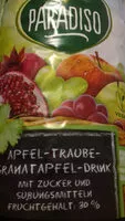 Mängden socker i Paradiso Apfel traube granatapfel drink