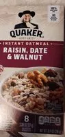 Mängden socker i Quaker instant oatmeal raisin dates and walnuts