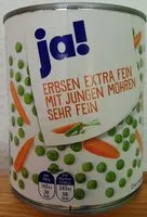 Mängden socker i Erbsen extra Fein mit jungen Möhren