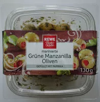 Mängden socker i Grüne Manzanilla Oliven, gefüllt mit Paprika