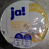 Mängden socker i Dessert mit Vanillegeschmack mit Sahnetopping