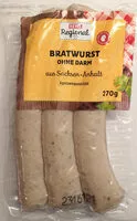 Mängden socker i Bratwurst ohne Darm aus Sachsen-Anhalt