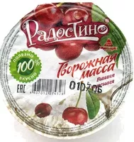 Mängden socker i Масса творожная с фруктово-ягодным наполнителем «Вишня-черешня» с массовой долей жира 4,5%