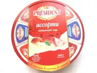 Mängden socker i Сыр плавленый «Ассорти»: «Сливочный», с ветчиной, с грибами ПРЕЗИДЕНТ