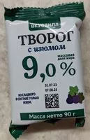 Mängden socker i Творог с изюмом. Массовая доля жира 9,0%