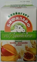 Mängden socker i Биойогурт "Бифилайф" фруктовый "Манго-маракуйя-злаки"