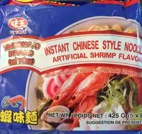 Mängden socker i Instant chinese style noodle artificial shrimp flavor