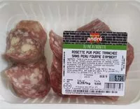 Mängden socker i Rosette pur porc tranchée sans peau Fourme d'Ambert