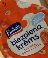 Mängden socker i Biezpiena jogurta krēms ar zemenēm un panna cotta garšu