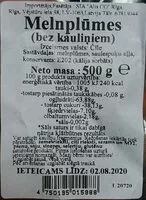 Mängden socker i Melnplūmes bez kauliņiem