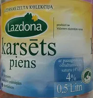 Mängden socker i 4% karsēts piens