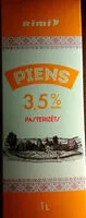 Mängden socker i 3.5% piens, pasterizēts