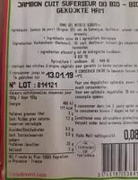 Mängden socker i Jambon cuit bio organic