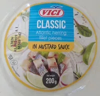 Mängden socker i Heringfilé darabok mustárral és édesítőszerrel