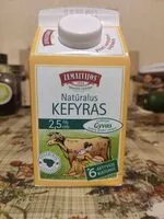 Mängden socker i Natūralus kefyras 2.5℅